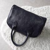 1990's Emboss Cassandra Logo Leather Mini Boston Bag - NEWSED