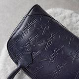 1990's Emboss Cassandra Logo Leather Mini Boston Bag - NEWSED