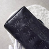 1990's Emboss Cassandra Logo Leather Mini Boston Bag - NEWSED