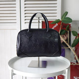 1990's Emboss Cassandra Logo Leather Mini Boston Bag - NEWSED