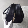 1990's Emboss Cassandra Logo Leather Mini Boston Bag