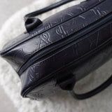 1990's Emboss Cassandra Logo Leather Mini Boston Bag - NEWSED