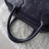 1990's Emboss Cassandra Logo Leather Mini Boston Bag - NEWSED