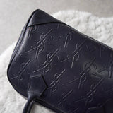 1990's Emboss Cassandra Logo Leather Mini Boston Bag - NEWSED