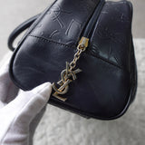 1990's Emboss Cassandra Logo Leather Mini Boston Bag - NEWSED