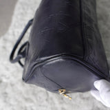 1990's Emboss Cassandra Logo Leather Mini Boston Bag - NEWSED