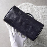 1990's Emboss Cassandra Logo Leather Mini Boston Bag - NEWSED