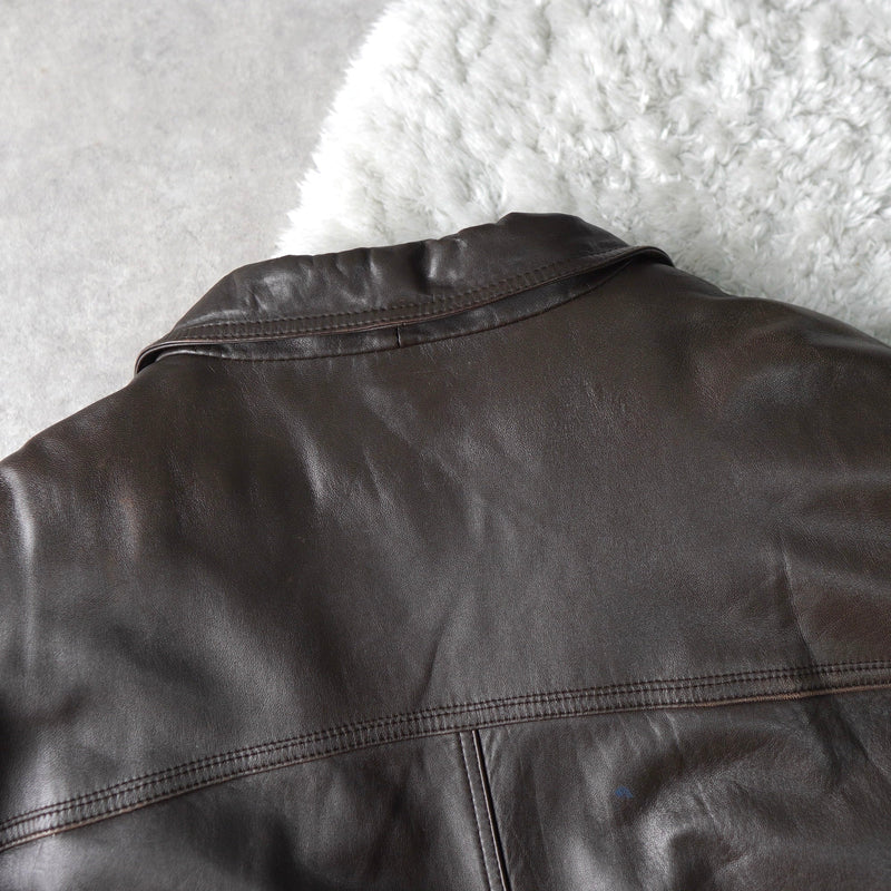 1990's Embossing Cassandra Logo Leather Jacket - NEWSED