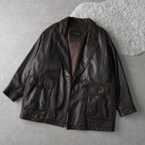 1990's Embossing Cassandra Logo Leather Jacket - NEWSED
