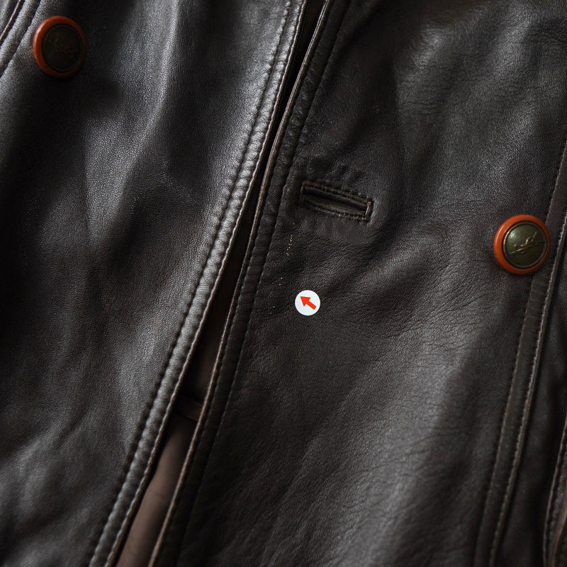 1990's Embossing Cassandra Logo Leather Jacket - NEWSED