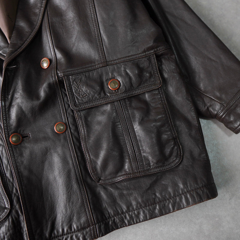 1990's Embossing Cassandra Logo Leather Jacket - NEWSED