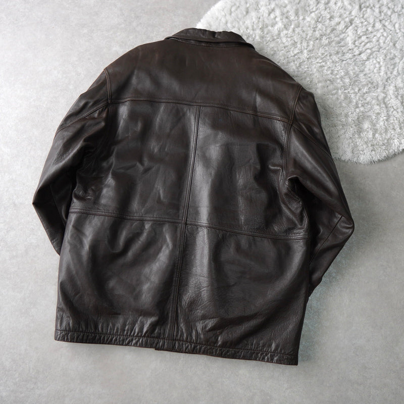 1990's Embossing Cassandra Logo Leather Jacket - NEWSED