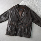 1990's Embossing Cassandra Logo Leather Jacket - NEWSED
