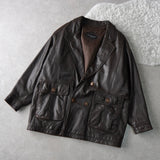 1990's Embossing Cassandra Logo Leather Jacket - NEWSED