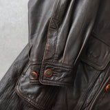 1990's Embossing Cassandra Logo Leather Jacket - NEWSED