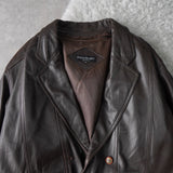 1990's Embossing Cassandra Logo Leather Jacket - NEWSED