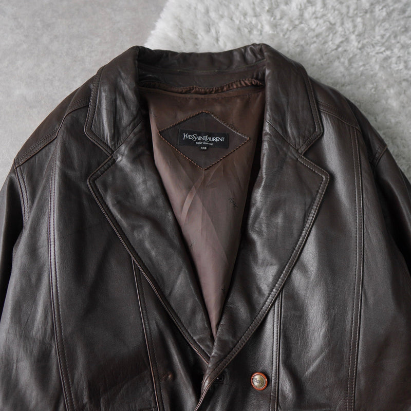 1990's Embossing Cassandra Logo Leather Jacket - NEWSED