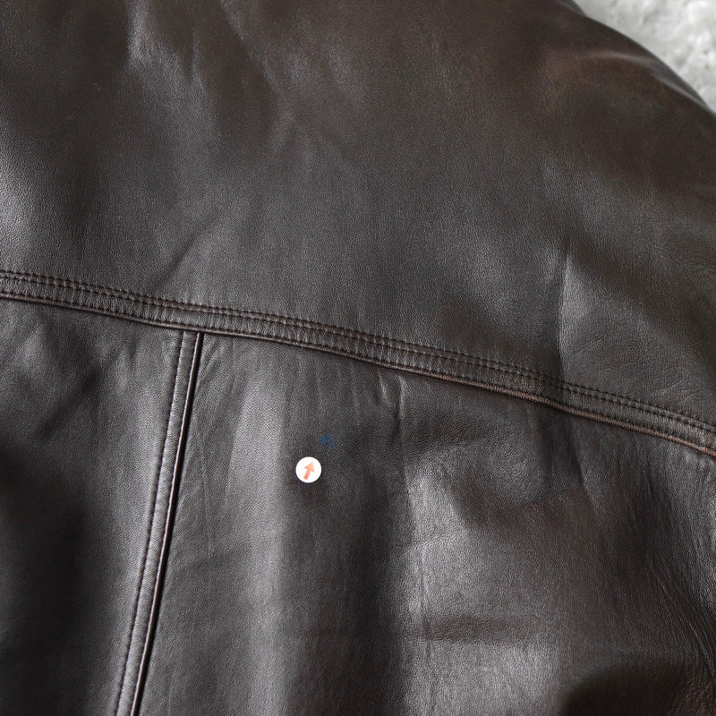 1990's Embossing Cassandra Logo Leather Jacket - NEWSED