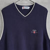 1990's チャップス ラルフローレン ワンポイント ロゴ刺繍 コットン ニットベスト チルデンニット ネイビー×ホワイト Lサイズ
