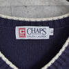 1990's チャップス ラルフローレン ワンポイント ロゴ刺繍 コットン ニットベスト チルデンニット ネイビー×ホワイト Lサイズ