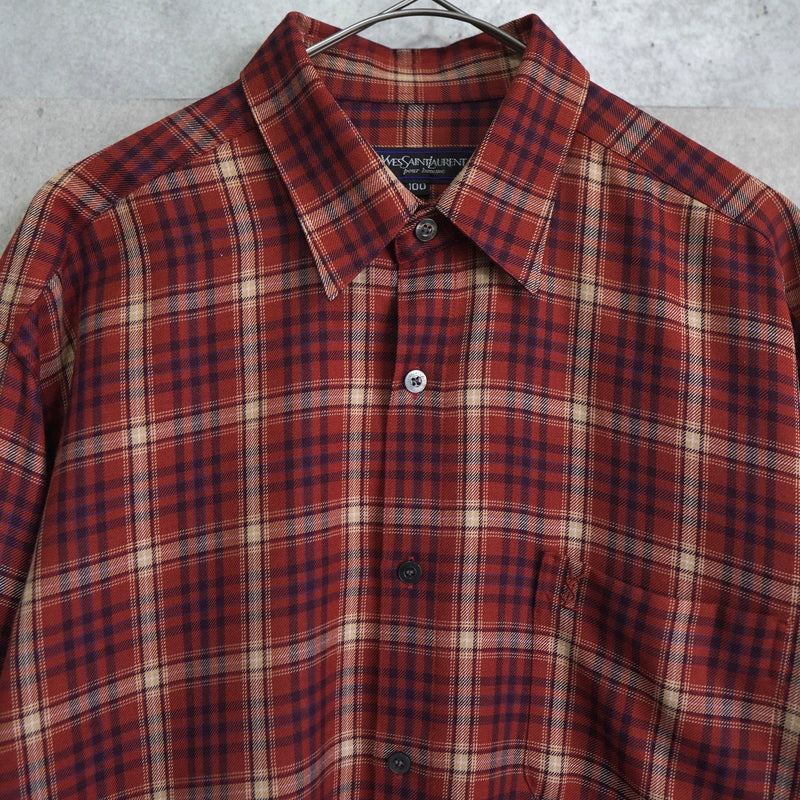 1990's Logo Embroidery Check Shirt - NEWSED