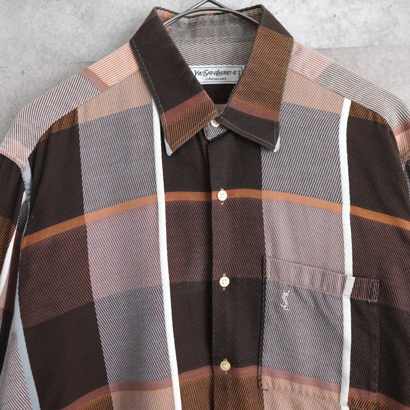 1990's Logo Embroidery Check Shirt - NEWSED