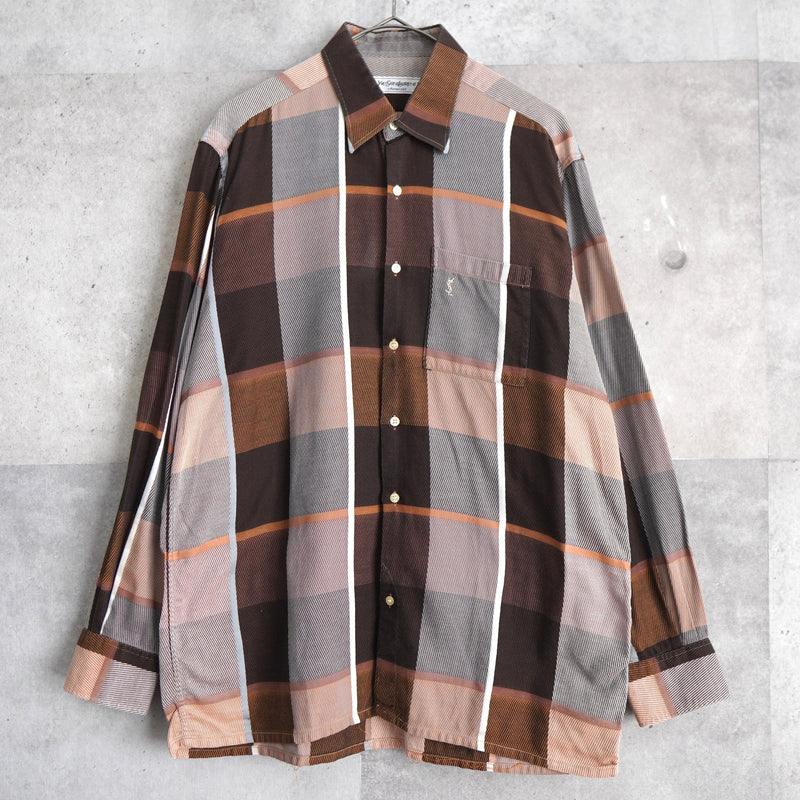 1990's Logo Embroidery Check Shirt - NEWSED
