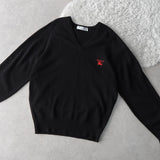 1990's Logo Embroidery V - neck Sweater - NEWSED