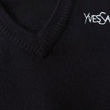 1990's Logo Embroidery V - neck Sweater - NEWSED