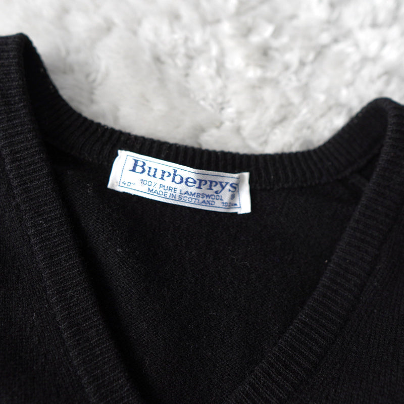 1990's Logo Embroidery V - neck Sweater - NEWSED