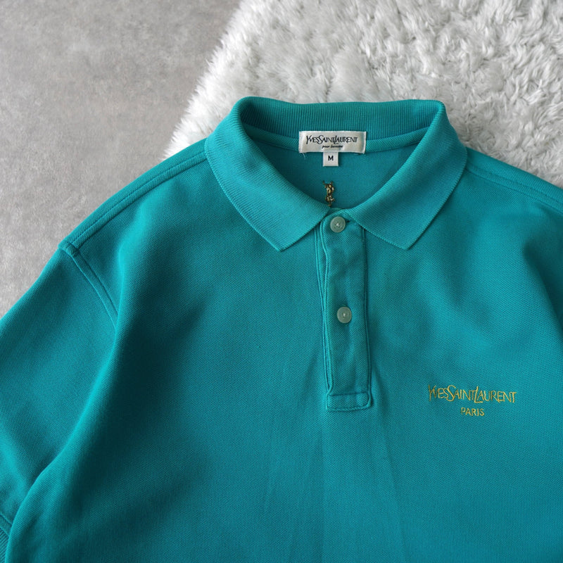 1990's Yellow Gold Logo Embroidery Polo Shirt - NEWSED
