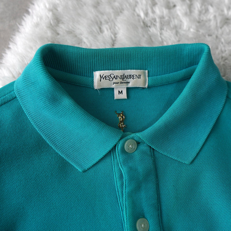 1990's Yellow Gold Logo Embroidery Polo Shirt - NEWSED
