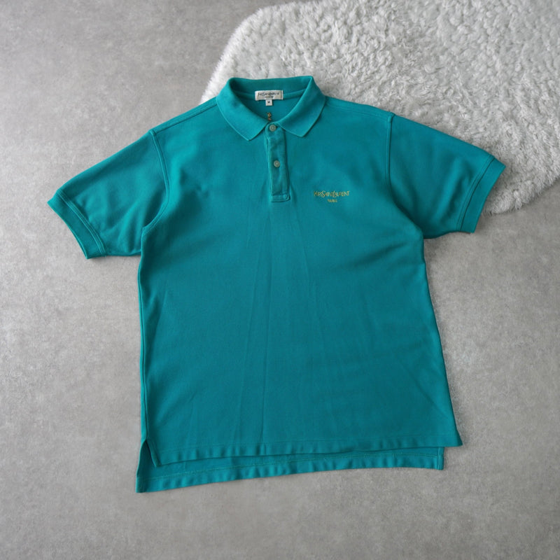 1990's Yellow Gold Logo Embroidery Polo Shirt - NEWSED