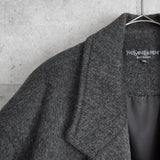 イヴ サンローラン 1990's ヴィンテージ YSLロゴ ダブルブレスト ウールコート コクーンコート オーバーコート グレー - NEWSED