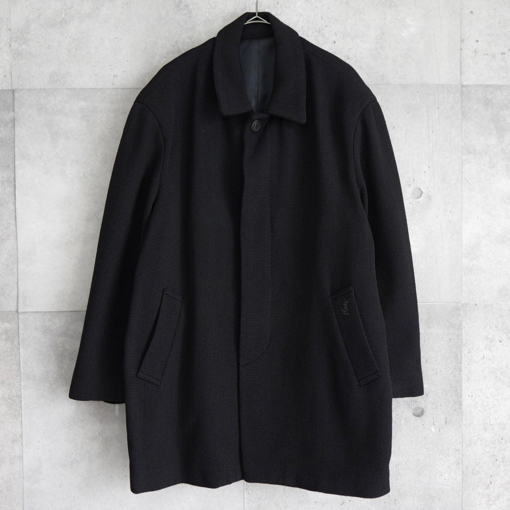 イヴ サンローラン 1990's ヴィンテージ YSLロゴ ミドルコート ウールコート ブラック