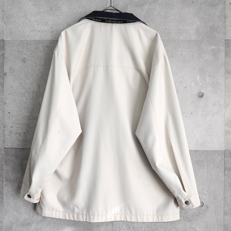 イヴ サンローラン 1990's ヴィンテージ YSLロゴ リバーシブル ブルゾン ミドルコート ホワイト / ネイビー - NEWSED