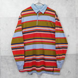 イヴ サンローラン 1990's ヴィンテージ カサンドラロゴ YSLロゴ 襟デニム切り替え ボーダー マルチカラー - NEWSED