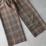 イヴ サンローラン 1990's ヴィンテージ スラックス YSLロゴ 刺繍 チェック柄 ブラウン系 - NEWSED