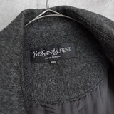 イヴ サンローラン 1990's ヴィンテージ YSLロゴ ダブルブレスト ウールコート コクーンコート オーバーコート グレー - NEWSED