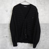 Vintage YSL logo embroidered striped cardigan in black from the 1990s.