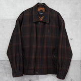 イヴ サンローラン 1990's ヴィンテージ YSLロゴ チェック柄 ブルゾン 赤茶系 肩パッドあり - NEWSED