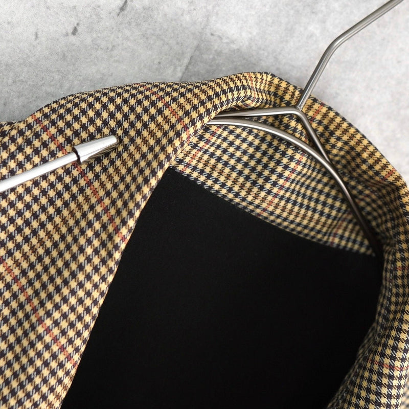 イヴ サンローラン 1990's ヴィンテージ リバーシブル YSLロゴ スエード調 ブルゾン ブラック チェック柄 - NEWSED