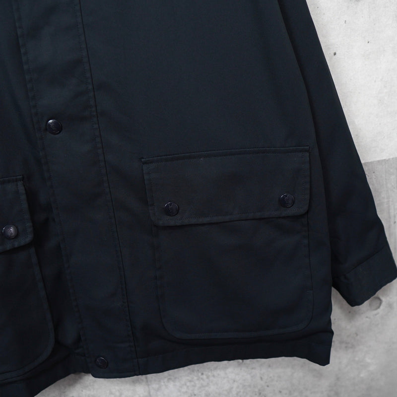 イヴ サンローラン 1990's ヴィンテージ YSLロゴ 刺繍 リバーシブル ミドル丈 ブルゾン ナイロンジャケット ネイビー / ベージュ - NEWSED