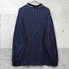イヴ サンローラン 1990's ヴィンテージ カサンドラロゴ YSLロゴ チェック 長袖ポロシャツ ネイビー