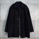 イヴ サンローラン 1990's ヴィンテージ YSLロゴ ウールコート ミドルコート ブラック - NEWSED