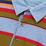 イヴ サンローラン 1990's ヴィンテージ カサンドラロゴ YSLロゴ 襟デニム切り替え ボーダー マルチカラー - NEWSED