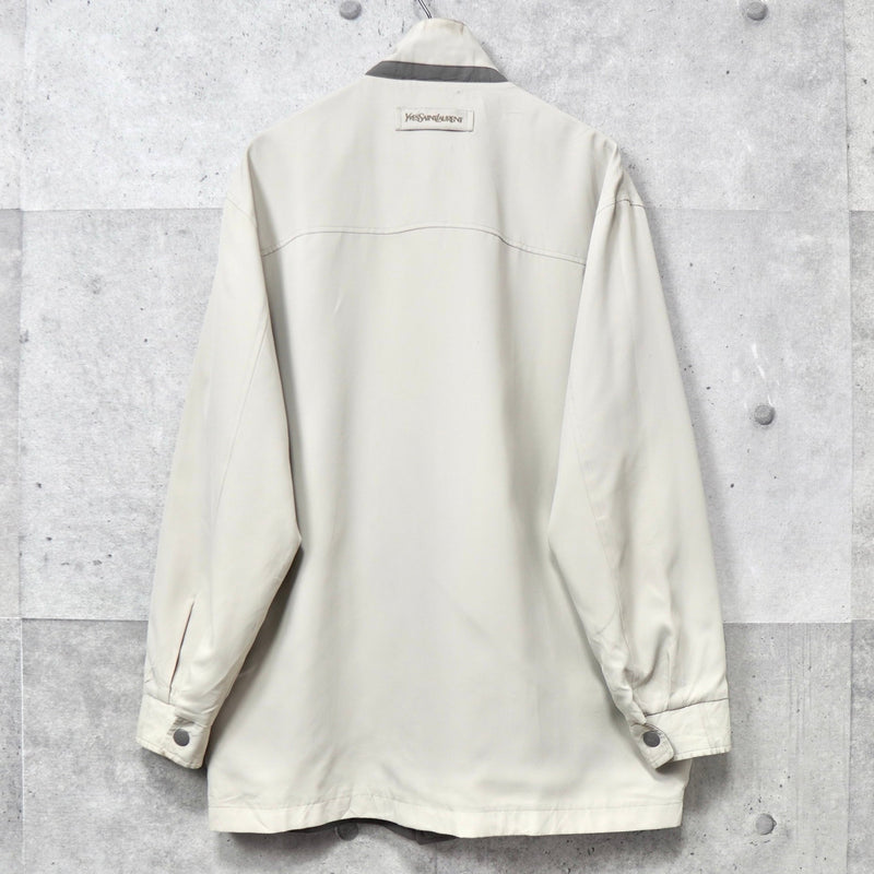 イヴ サンローラン 1990's ヴィンテージ YSLロゴ 刺繍 リバーシブル ナイロンジャケット ブルゾン カーキ / ベージュ - NEWSED
