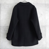 イヴ サンローラン 1990's ヴィンテージ ウールコート カサンドラロゴ YSLロゴ 刺繍 ブラック - NEWSED