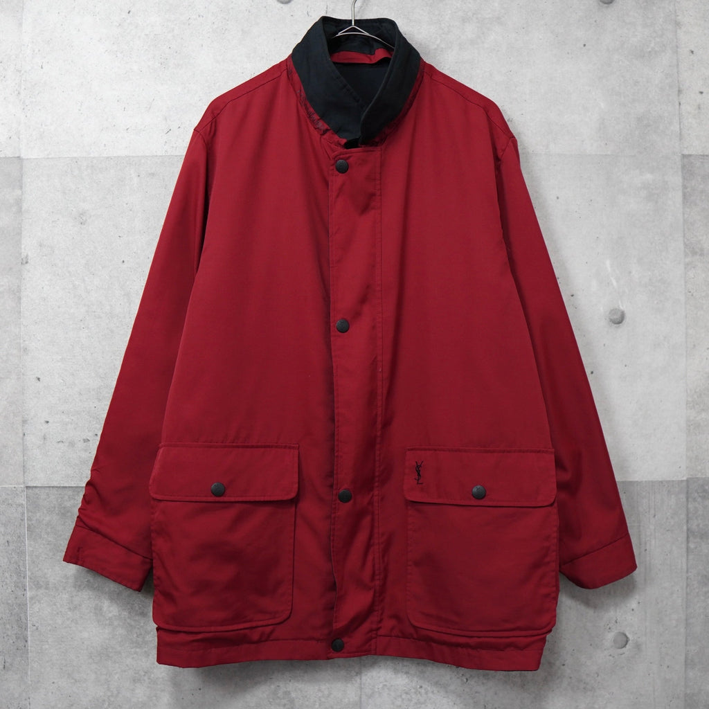 イヴサンローラン 1990's ヴィンテージ リバーシブル YSLロゴ ナイロンジャケット ブルゾン レッド / ブラック