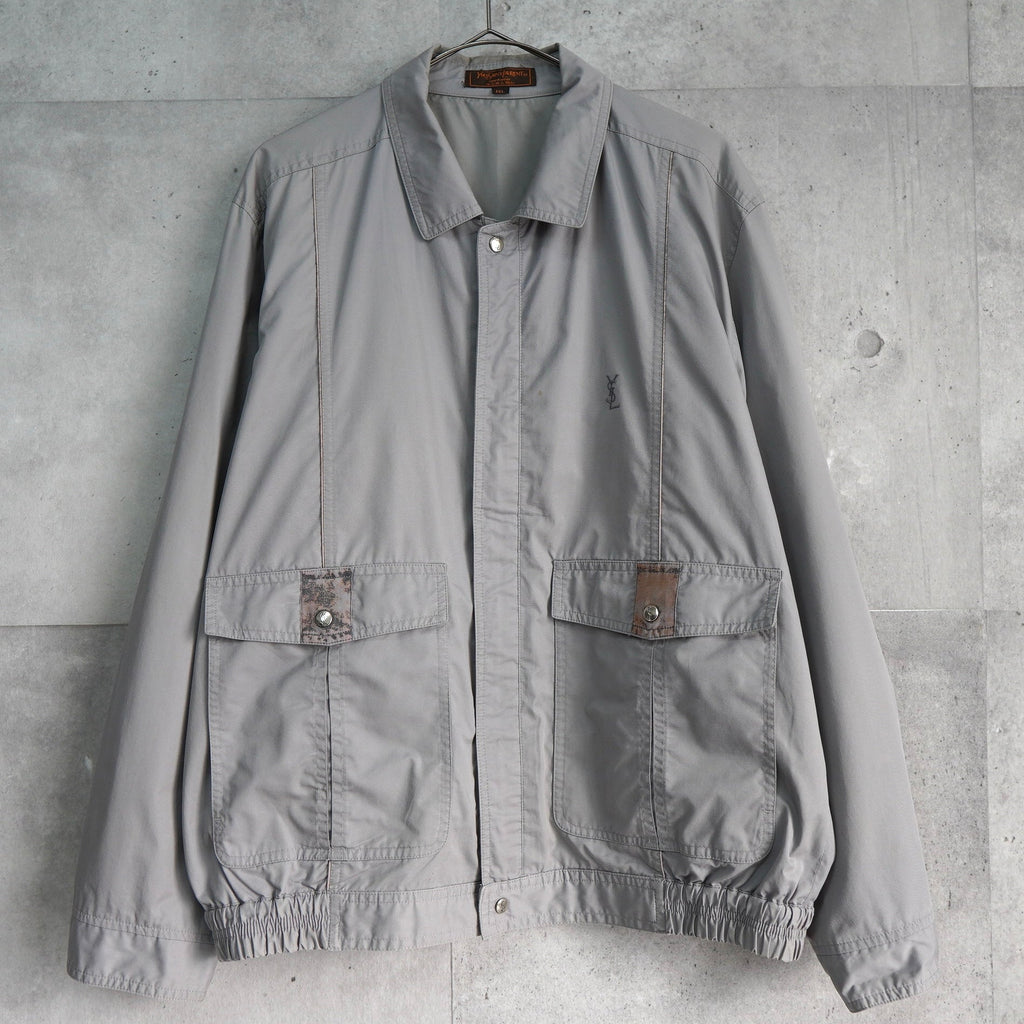 イヴ サンローラン 1990's ヴィンテージ YSLロゴ ブルゾン ホワイトグレー